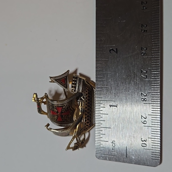 Vintage Spanish Damascene Ship Brooch - Picture 2 of 3